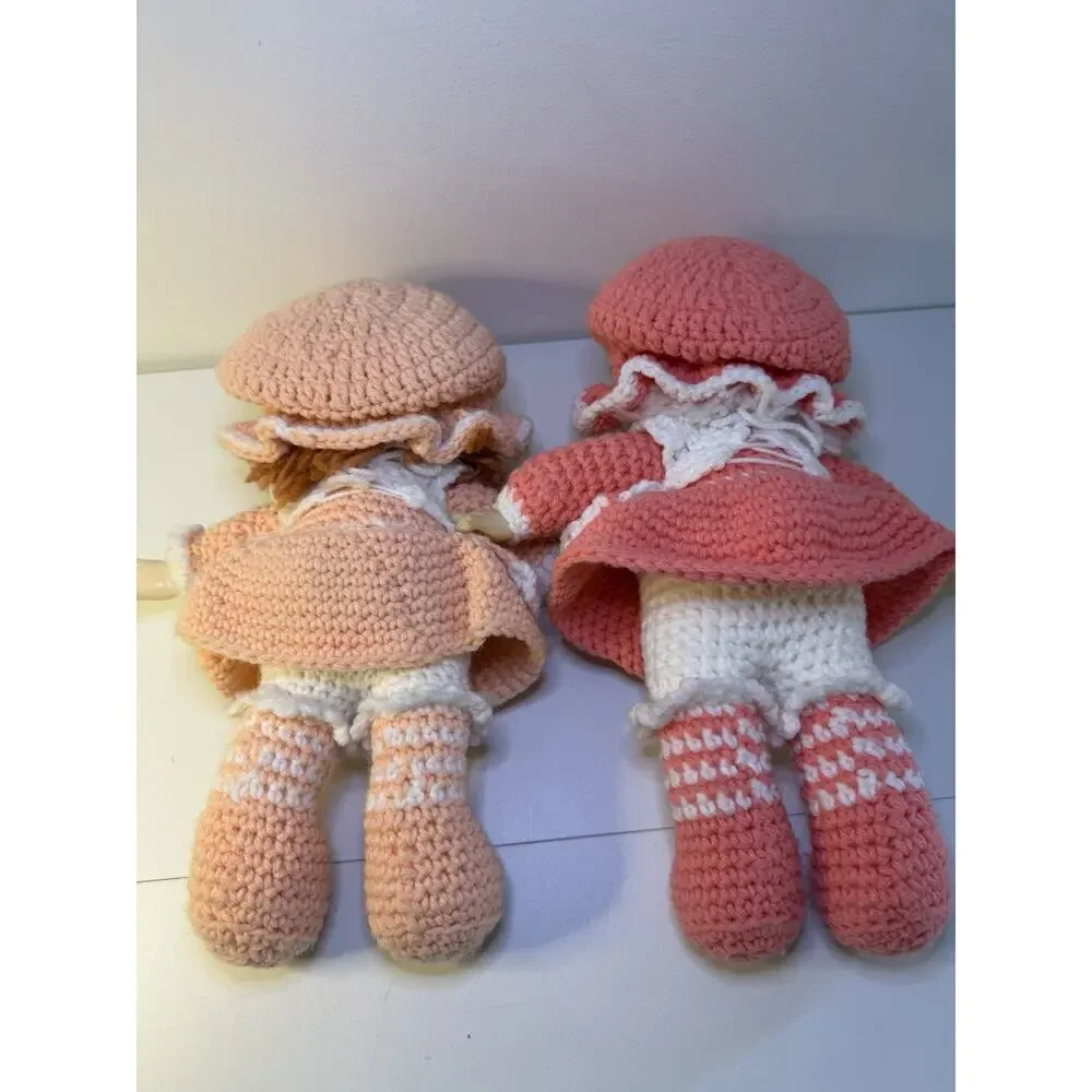 Lot Of 2 Vintage Crochet Dolls Strawberry Shortcake & Friend Apricot 12” EUC!!